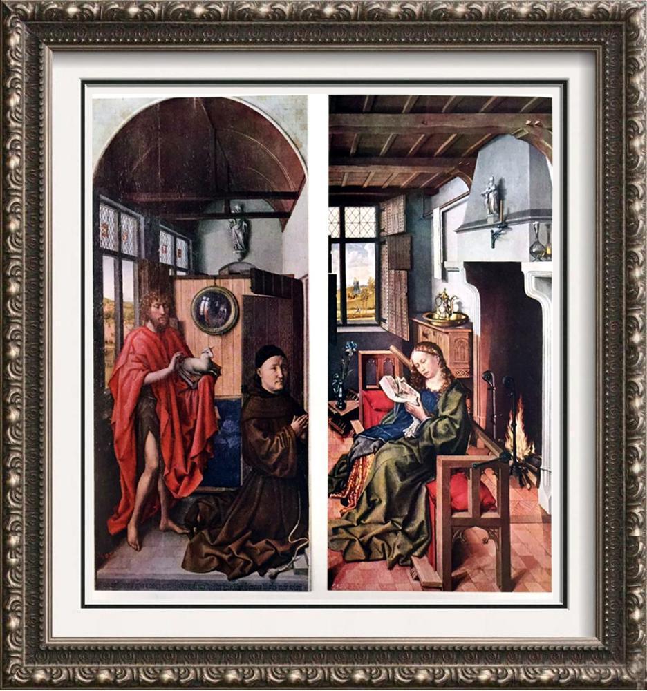 Masterpieces of Flemish Painting Robert Campin: St. John the Baptist and Heinrich von Werl and St. Barbara c.1938 Fine Art Print