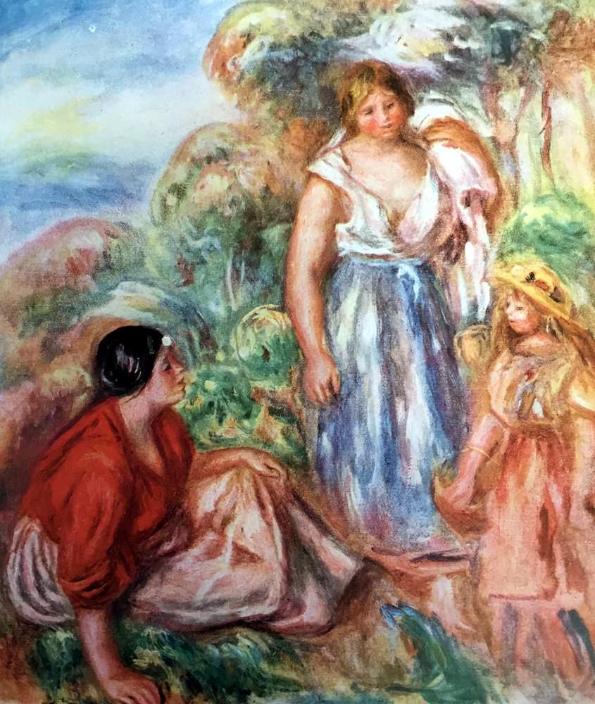 Pierre Auguste Renoir Peintures Deux Femmes Et Une Fillette Dans Un Paysage c.1912-14 Fine Art Print from Museum Artist