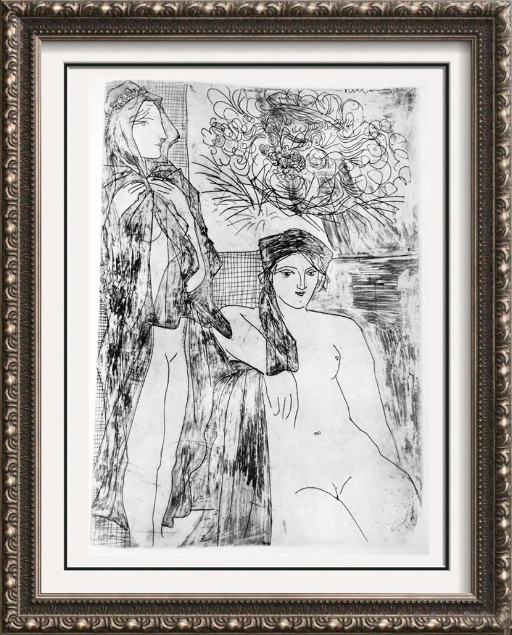 Pablo Picasso Two Women and Self-Portrait of Rembrandt c. 1934 Fine Art Print from Museum Artist