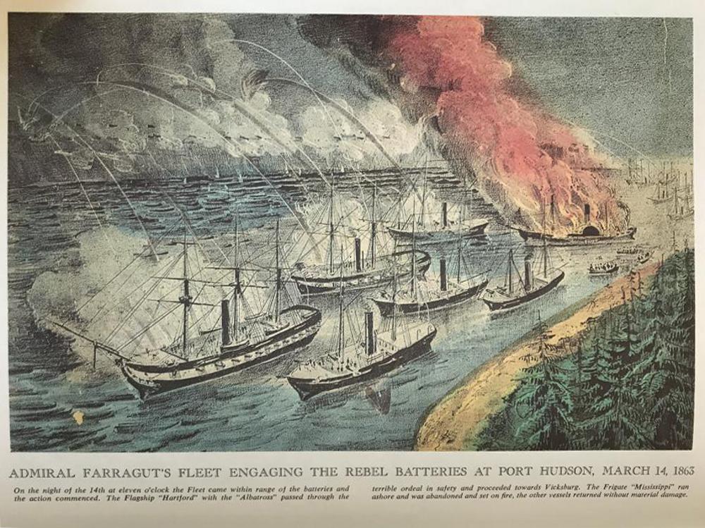 Civil War: Admiral Farragut Fleet Engaging The Rebel Batteries At Port Hudson March 14, 1863 - Click Image to Close