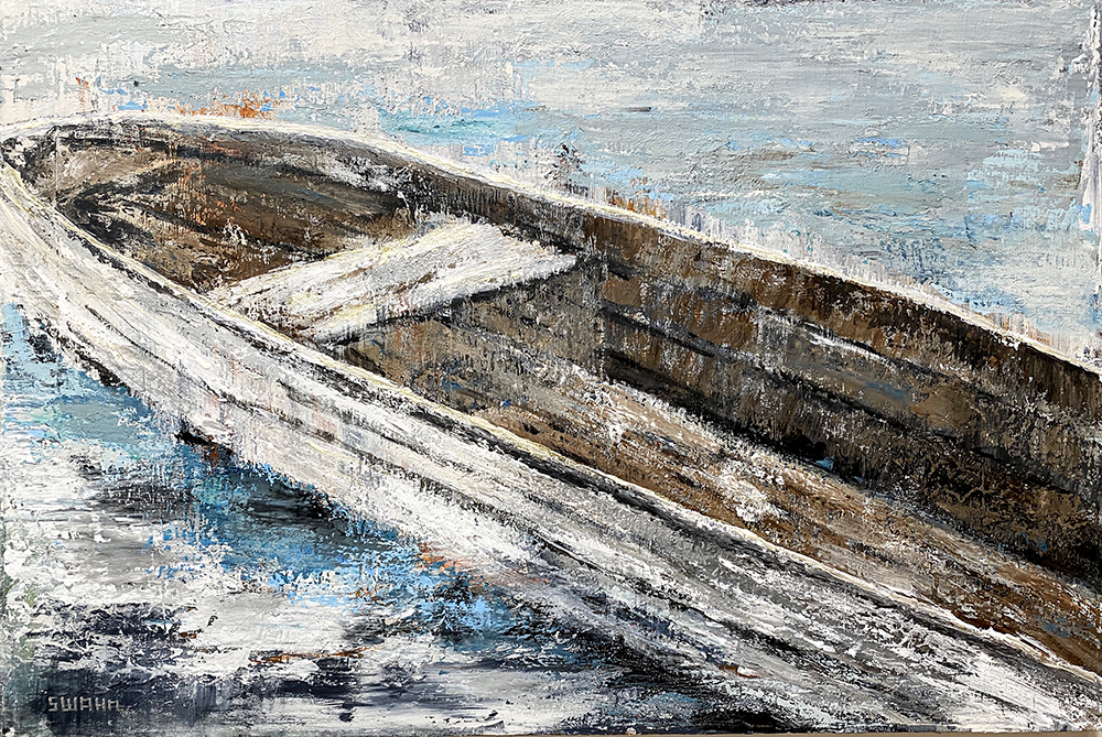 Janet Swahn Oconee Boat Mixed Media Painting on Canvas c. 2021